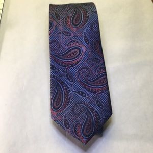 Alfred Sung-blue with red paisley pattern tie. 100% silk NWT